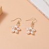 Natural Pearl Flower Dangle Earrings EJEW-JE05207-3