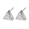 Brass Micro Pave Clear Cubic Zirconia Stud Earrings EJEW-C174-02F-P-4