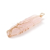 Natural Rose Quartz Big Pendants PALLOY-JF01557-03-2