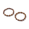 Spray Painted Natural Maple Wood & Waxed Wooden Beaded Bracelets Sets BJEW-JB06362-1