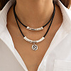 Flat Round Alloy Pendant Double Layer Necklaces WG187C7-01-1