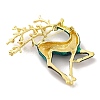 Golden Tone Christmas Deer Alloy Enamel Pins for Women JEWB-M043-15G-01-2