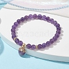 Natural Amethyst Round Beaded Stretch Bracelets BJEW-JB09727-01-2