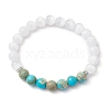 8mm Round Dyed Natural Imperial Jasper & Selenite Beaded Stretch Bracelets for Women Men BJEW-JB10768-1