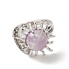 Natural Amethyst Sun & Moon Open Cuff Rings RJEW-K241-01P-08-2