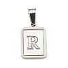 304 Stainless Steel Pave Natural White Shell Pendants STAS-S130-03P-R-1