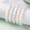 Dyed Natural Selenite Round Beaded Stretch Bracelets for Women BJEW-G731-01B-1