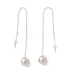 Tarnish Resistant Long Chain with Round Ball Dangle Stud Earrings EJEW-A067-13P-2