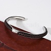 304 Stainless Steel Microfiber Leather Cord Cuff Bangles BJEW-D304-14P-02-5