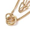 PVD Vacuum Plating 304 Stainless Steel Double Chains Multi Layered Necklace with Rings Charm for Women STAS-E155-18G-2