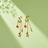 Enamel Heart & Rose Dangle Stud Earrings EJEW-JE05041-02-3