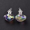 UV Plating Rainbow Iridescent Transparent Acrylic Pendants OACR-P014-02P-02-4