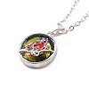 Bird Donut Pendant Necklace for Women NJEW-I113-14P-1