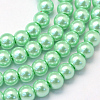 Baking Painted Pearlized Glass Pearl Round Bead Strands HY-Q330-8mm-63-1