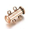 2-Strands 4-Holes Tube Brass Magnetic Slide Lock Clasps X-KK-D472-R-NF-2