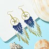 Ring with Starfish Tassel Glass Seed with Brass Dangle Earrings EJEW-MZ00145-2