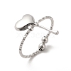 304 Stainless Steel Heart Open Cuff Rings for Women RJEW-H136-03P-1