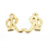 Golden Plated Alloy Letter Pendants X-PALLOY-J718-01G-R-1