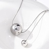 304 Stainless Steel Round Ball Pendant Snake Chain Necklaces NJEW-U028-03P-2