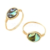 Oval Abalone Shell/Paua Shell Finger Rings RJEW-JR01032-2