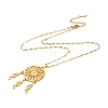 Woven Net/Web with Feather 304 Stainless Steel Pendant Necklaces for Women NJEW-G087-05G-3