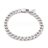 Tarnish Resistant Women' s Fashionable 304 Stainless Steel Cuban Link Chain Bracelets BJEW-JB05657-01-1