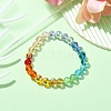 Rainbow Color Faceted Round Glass Stretch Bracelets for Women BJEW-JB09481-01-2
