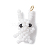 2Pcs Glass Seed Beads Rabbit & Carrot Pendants PALLOY-MZ00458-2