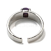 Natural Long Spar Stone Adjustable Rings RJEW-K269-12P-03-3