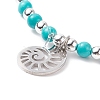 Natural Howlite Beaded Stretch Bracelet with 201 Stainless Steel Conch Charms BJEW-JB08297-01-4