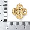 Rack Plating Brass Clear Cubic Zirconia Clover Connector Charms KK-A234-037G-3