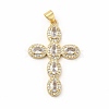 Rack Plating Brass Cubic Zirconia Pendants X-KK-G456-25G-01-1
