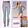 Sparkly Hologram Spandex Mermaid Printed Fish Scale Fabric DIY-WH0304-478-6