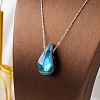 Natural Labradorite Teardrop Pendant Necklaces PW-WG68C9A-01-4