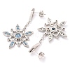 Rack Plating Brass Micro Pave Clear Cubic Zirconia Snowflake Dangle Stud Earrings EJEW-T021-03P-2