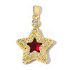 Brass Pave Red Cubic Zirconia Pendants CU-OY001-05G-1