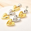 Heart Brass Dangle Stud Earrings EJEW-F358-01GP-4