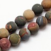 Natural Polychrome Jasper/Picasso Stone/Picasso Jasper Frosted Bead Strands LS-G-O155-03A-8mm-1