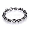 Retro 304 Stainless Steel Cable Chain Bracelets BJEW-L631-27AS-1