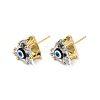 Triangle Glass with Enamel Evil Eye Stud Earrings EJEW-P210-01G-08-1