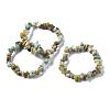 Unisex Chip Natural Flower Amazonite Beaded Stretch Bracelets BJEW-S143-26-4