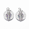 Brass Micro Pave Cubic Zirconia Pendants KK-R133-014P-NF-1