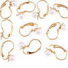 10Pcs Round Brass & ABS Imitation Pearl Leverback Earring Findings KK-TADJ0001-17-3