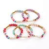 Rainbow Polymer Clay Heishi Beads Stretch Bracelets BJEW-JB05865-1