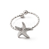 Non-Tarnish 304 Stainless Steel Starfish Open Cuff Rings for Women RJEW-H136-06P-2