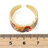 Brass Micro Pave Cubic Zirconia Enamel Cuff Rings for Women RJEW-L113-019G-03-5