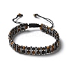 Natural Tiger Eye and Synthetic Hematite Adjustable Braided Bead Bracelets BJEW-H626-01-05-4