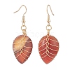 4 Pairs 4 Color Natural Dyed Banded Agate/Striped Agate Teardrop Dangle Earrings EJEW-JE05093-4