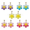 Sunflower with Smiling Acrylic Dangle Stud Earrings EJEW-JE05608-1