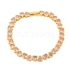 Rack Plating Brass Pave Cubic Zirconia Heart Link Bracelets BJEW-Q347-05G-05-1